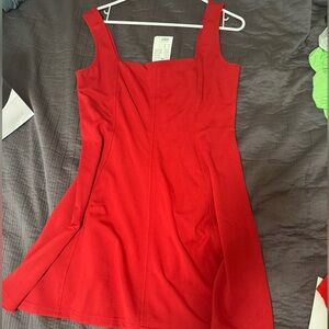 H&M Red flared midi dress